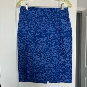 Floral Blue Pencil Skirt